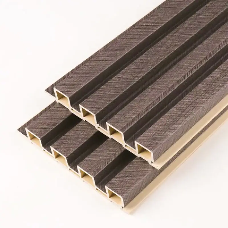 Four-bar Indoor Decor Wood Plastic Composite Fluted Wall Board